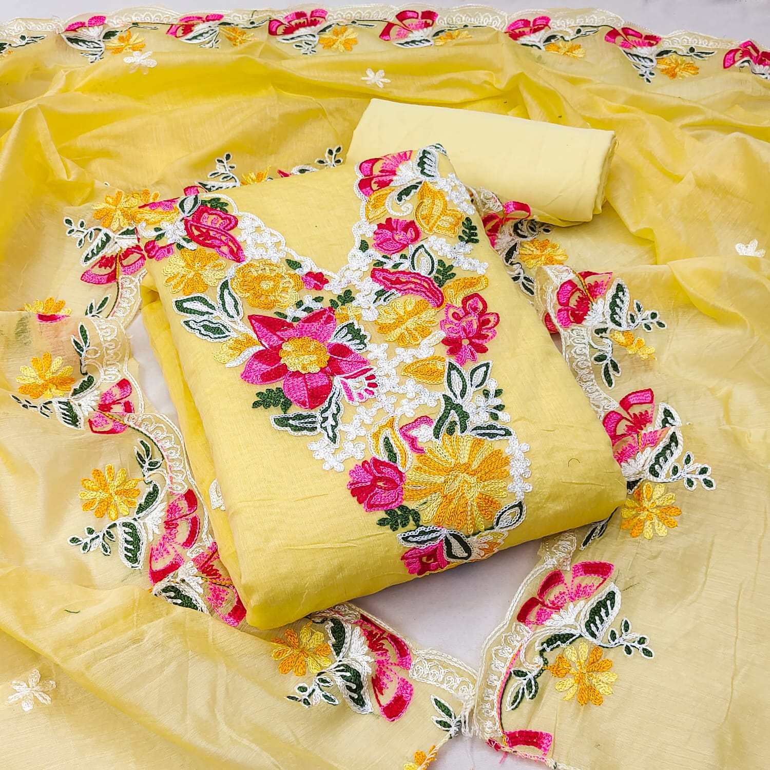 Ds Designer Suit Chanderi Work Non Catalog Dress Material Wholesale Price In Surat
